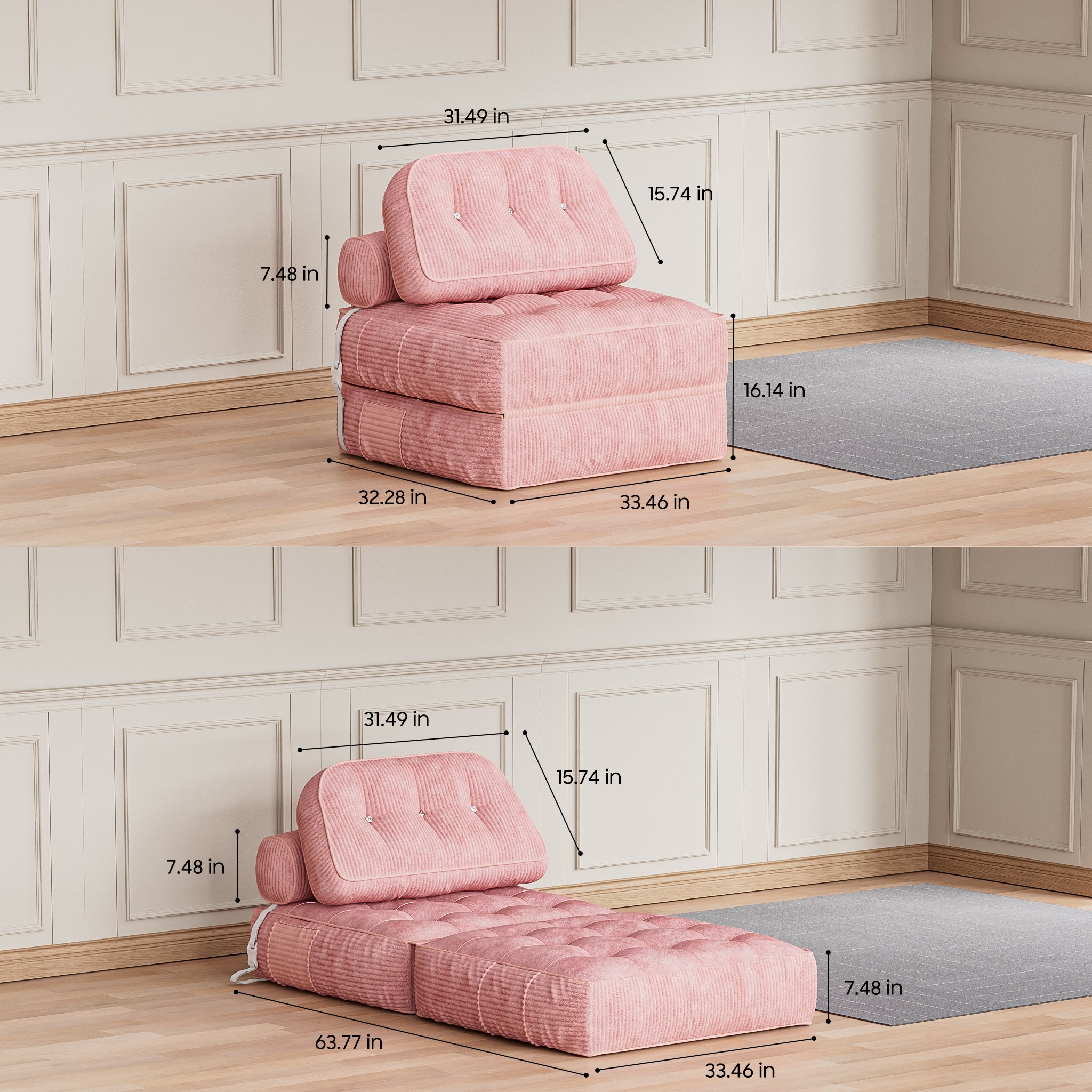 Wunder Puffer Étreinte Series 2 Seater Sofa Bed with High-Back